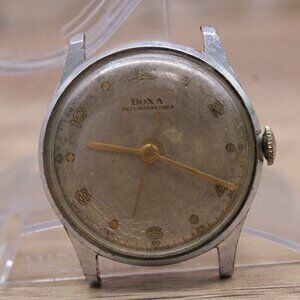 Vintage DOXA Antimagnetic Military Watch Mens Silver Tone Stainless Steel 1950's